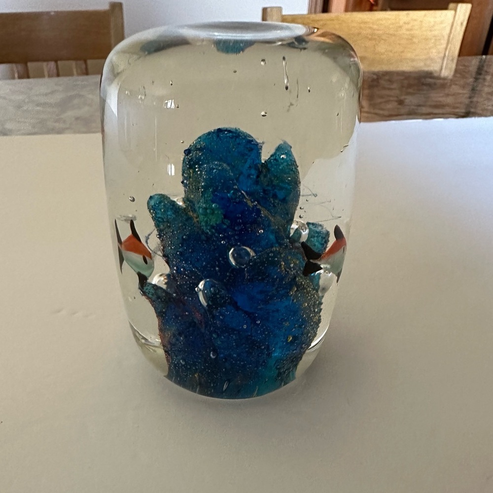 Murano Blue and Orange Glass Art Sculpture